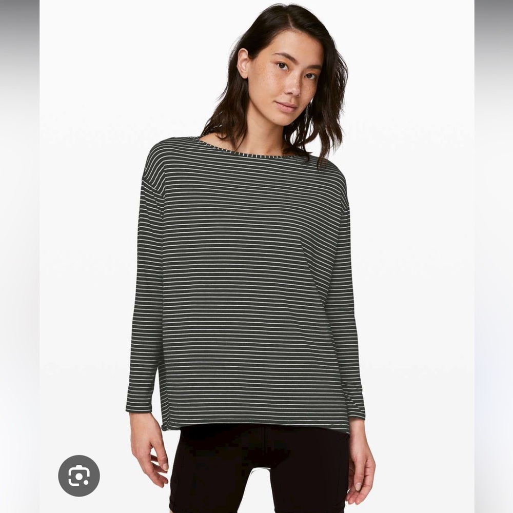 Lululemon Back In Action Long Sleeve, striped graphite grey